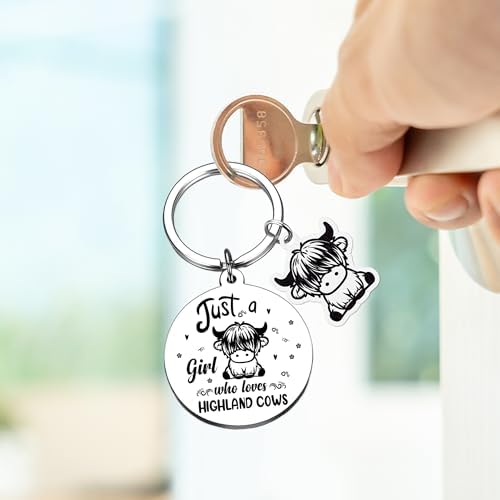 Highland Cow Keychain Cute Girl Gift for Cow Lovers