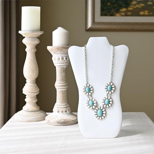 MOOCA White Faux Leather MDF Jewelry Display Stand Set of 6