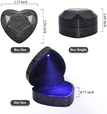 Luxury LED Lighted Engagement Ring Box Heart Shaped Elegant Starry Sky Display Case