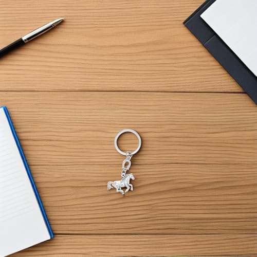 TIKTOLA 10pcs Horse Year Keychain Metal Keyring Silver