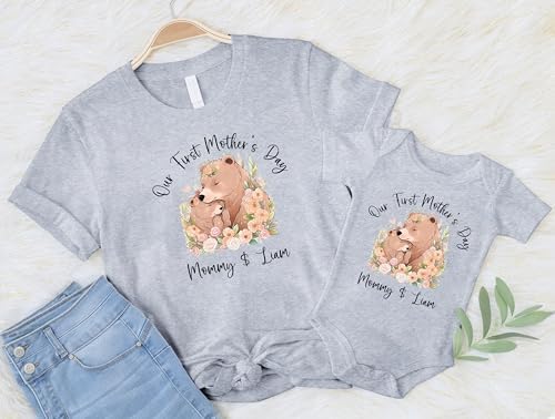 NAZENTI Mom Baby Matching First Mothers Day Shirts