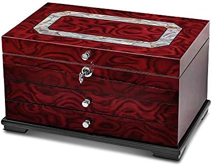 Rosewood Veneer Mop Inlay 2 Drawer Jewelry Box