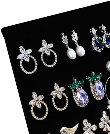 MOOCA 2 Pcs Black Velvet Earring Display with Easel Stand