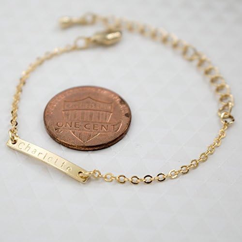 Personalized Baby Name Bar ID Bracelet 16k Gold Plated
