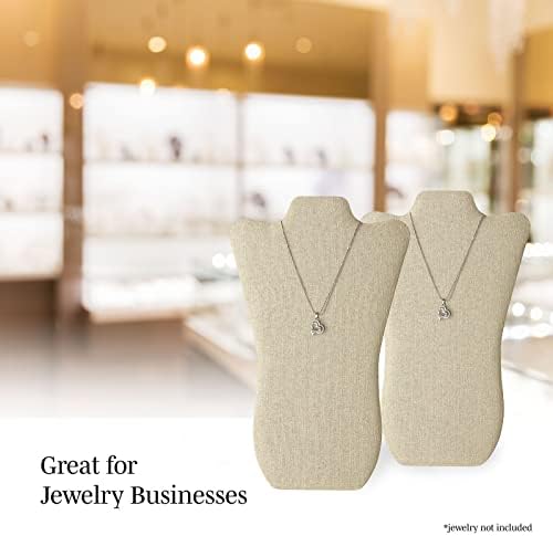 Novel Box 2 Pack Beige Linen Display Stands for Necklaces