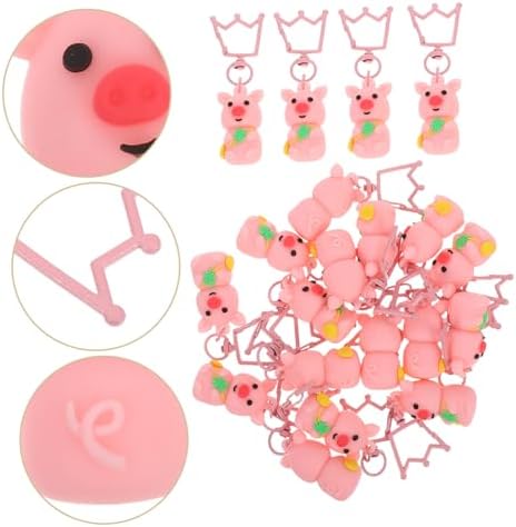 IMIKEYA 20pcs Cute Pig Keychain Four Leaf Lucky Pendant Set with Organza Bag