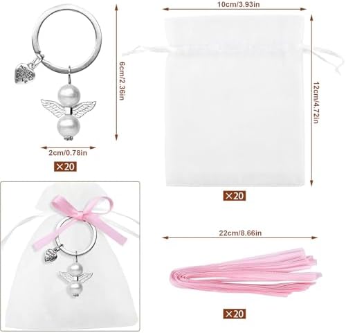 Pack Of 60 Stylish Angel Keychain Charms With Organized Pouches