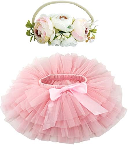 BGFKS Baby Girls Tutu Skirt with Diaper Cover and Flower Headband 1
