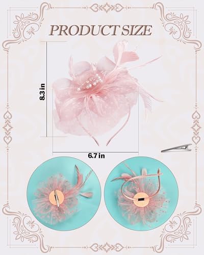 Blush Pink Tea Party Fascinator Hat Gloves Set