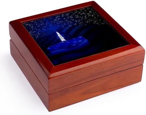 3dRose Decorative Jewelry Box with Candle and Starry Sky Design