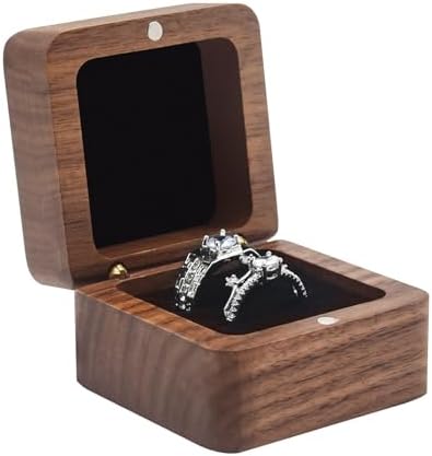 Exquisite Wooden Ring Box with 2 Slots Black