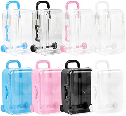 Framendino 8 Pack Plastic Mini Suitcase Jewelry Boxes