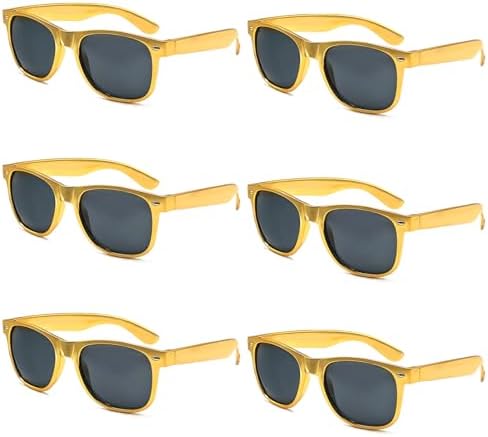6 Pack Retro Gold Sunglasses for Men Women Party Supplies