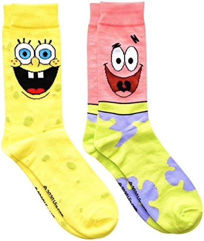 Hyp Spongebob Squarepants and Patrick Mens Crew Socks 2 Pair Pack