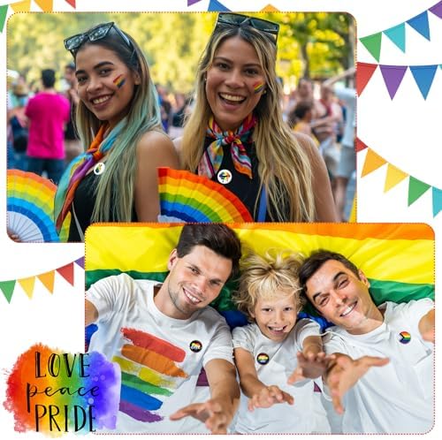 Jutom 48 Pcs Rainbow Pride Day Buttons Pin Set