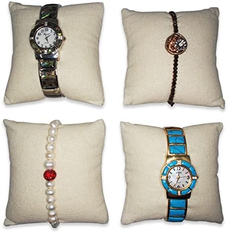 NicePackaging 6pcs 4x4 Inch Camelhide Beige Watch Pillow Display