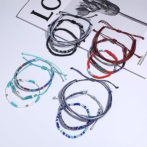 LOLIAS 24 Pieces Waterproof String Bracelets for Women