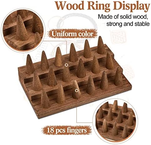 Juexica 4 Pc Wood Ring Display Stand Set