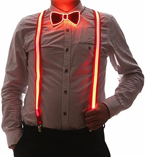 Light Up Mens LED Suspenders and Bow Tie Combo
