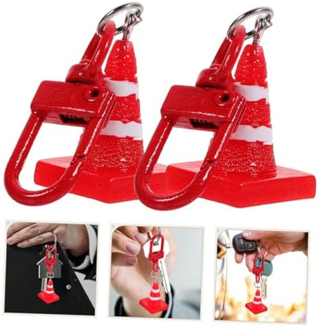 Kisangel 5pcs Resin Traffic Cone Keychain Pendant Set