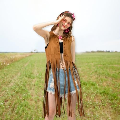 SunnyLisa Women Hippie Costume Set 60s 70s