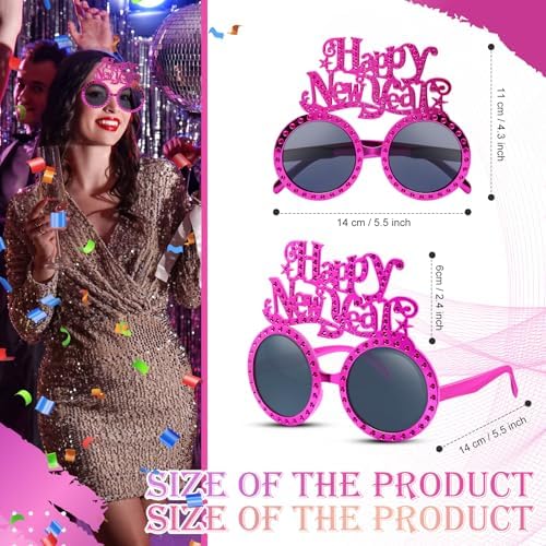 2025 Happy New Year Eyeglasses Glitter Round Funny Party Glasses