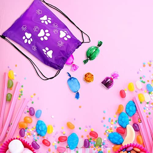 Weewooday 16 Pcs Paw Print Drawstring Backpack Bags