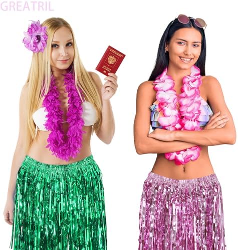 GREATRIL Foil Fringe Skirts 4 Pack for Dance and Birthday Parties