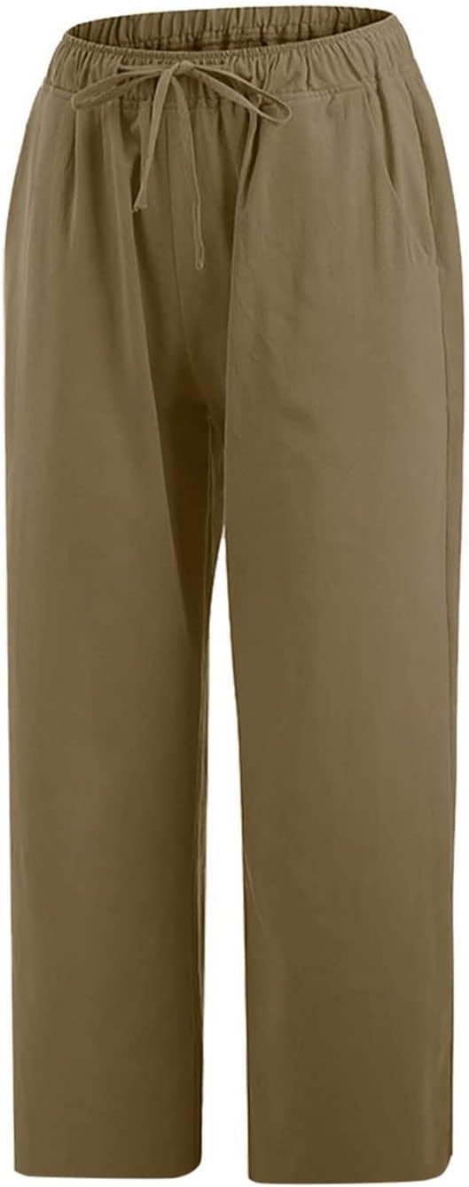Women Linen Summer Breathable Straight Leg Sweatpants
