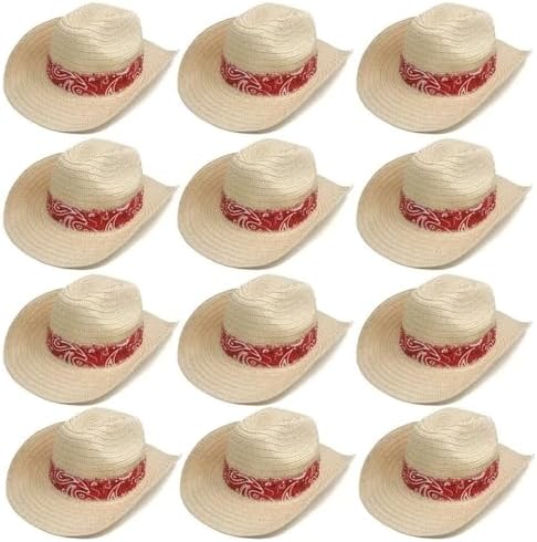 Podzly 12 Piece Straw Cowboy Hats - Stylish Western Hats for Men Women