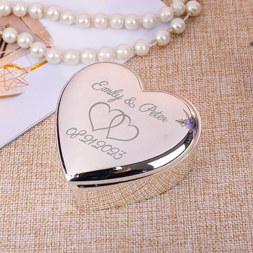 Personalized Heart Shaped Ring Box with Name and Date
