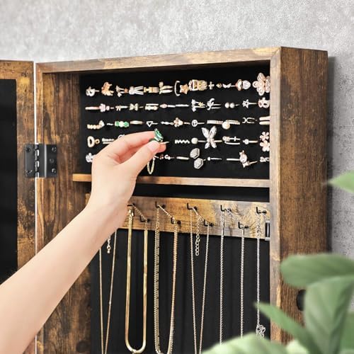 SONGMICS Lockable Jewelry Cabinet with Mirror UJJC051K01