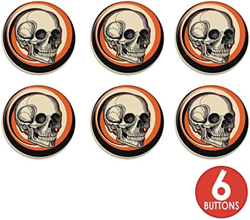 Beistle 6 Piece Vintage Halloween Skull Buttons