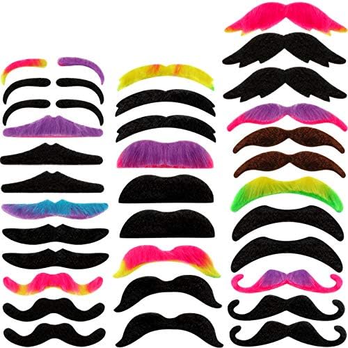 48 Piece Fake Mustache Set for Costume Parties