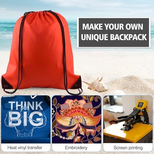 PLULON 6 Pcs Red Drawstring Bags for Gym Yoga Travel
