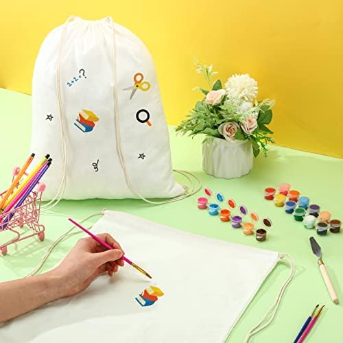 Saintrygo 24 Pcs Cotton Drawstring Tote Bags for Tie Dye
