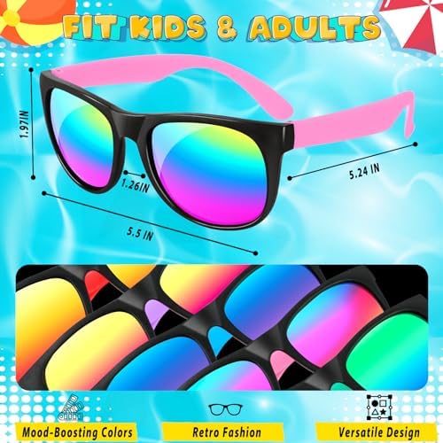 Yadiya Kids Sunglasses - 12PCS Bulk Retro Neon Party Favors