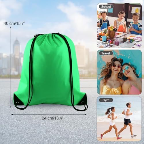 PLULON 2Pcs Drawstring Bags Green Blue Sport Gym Backpack