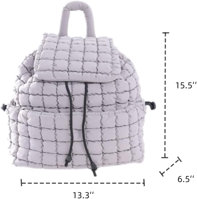 VAKAER Lightweight Quilted Hiker Backpack for Women Light Gray