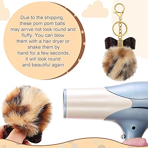 Hicarer Fluffy Pom Pom Keychain Set 12 Colors