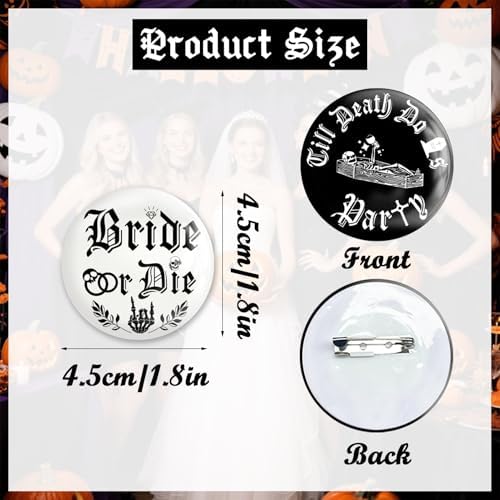 12 Pcs Bride or Die Bachelorette Buttons Pins Set