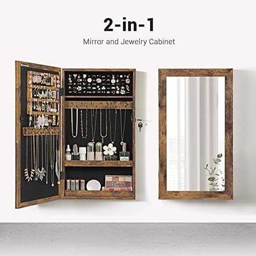 SONGMICS Lockable Jewelry Cabinet with Mirror UJJC051K01