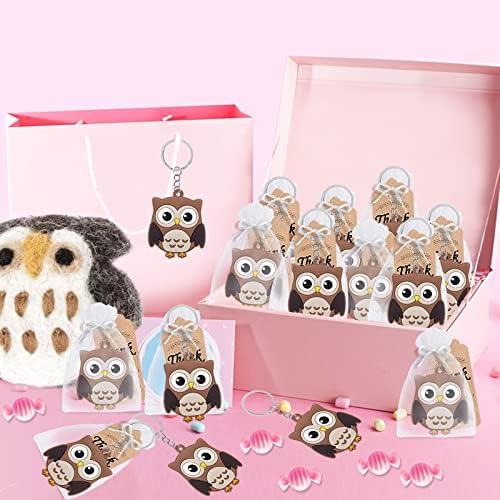 CiciBear 24 Owl Keychains - Forest Jungle Safari Party Decor