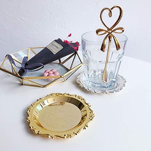 EXCEART Vintage Round Iron Trinket Tray