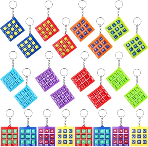 24 Pack Mini Tic Tac Toe Keychain Multicolors