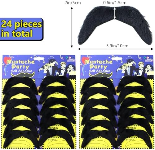 24 Pcs Self Adhesive Black Mustache Stickers