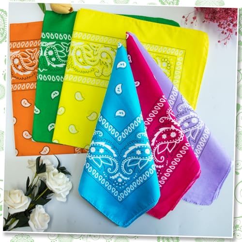 ILHSTY 32 Pcs Neon Paisley Bandanas for Men Women