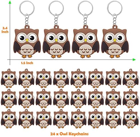 CiciBear 24 Owl Keychains - Forest Jungle Safari Party Decor