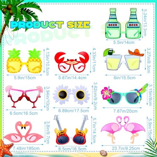 Weewooday 20 Pair Hawaiian Party Sunglasses Funny Photo Props