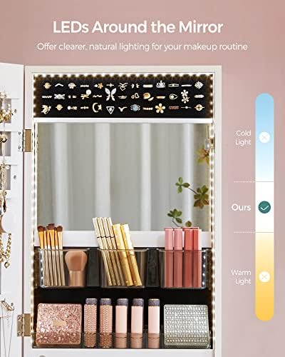 SONGMICS Jewelry Armoire with Lighted Mirror and 2 Drawers